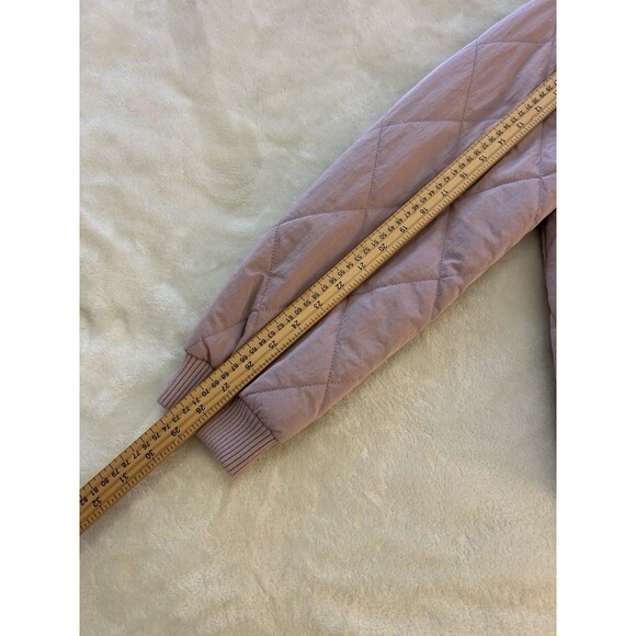 Nine West Jacket Extra Large Snap Up Puffer Bomber Quilted Pink Mauve - Picture 11 of 13